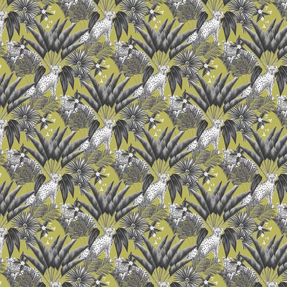Jungle Cheetah Wallpaper - Sable & Lime - Ohpopsi - WLD53105W - Premier Wallcovering