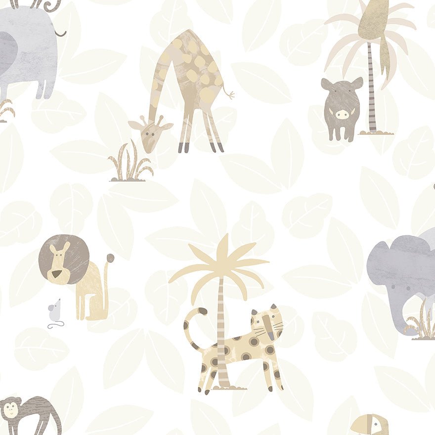 Jungle Friends Wallpaper - Neutral - Holden Décor - 12540 - Premier Wallcovering