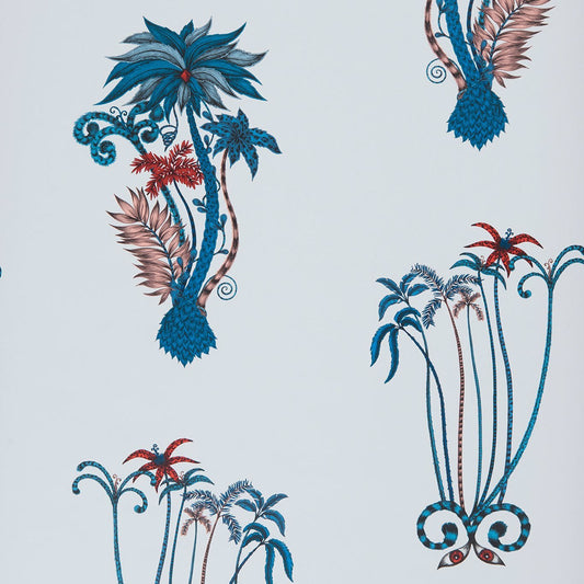 Jungle Palms Wallpaper - Blue - Clarke & Clarke - Emma J Shipley - W0101/01 - Premier Wallcovering