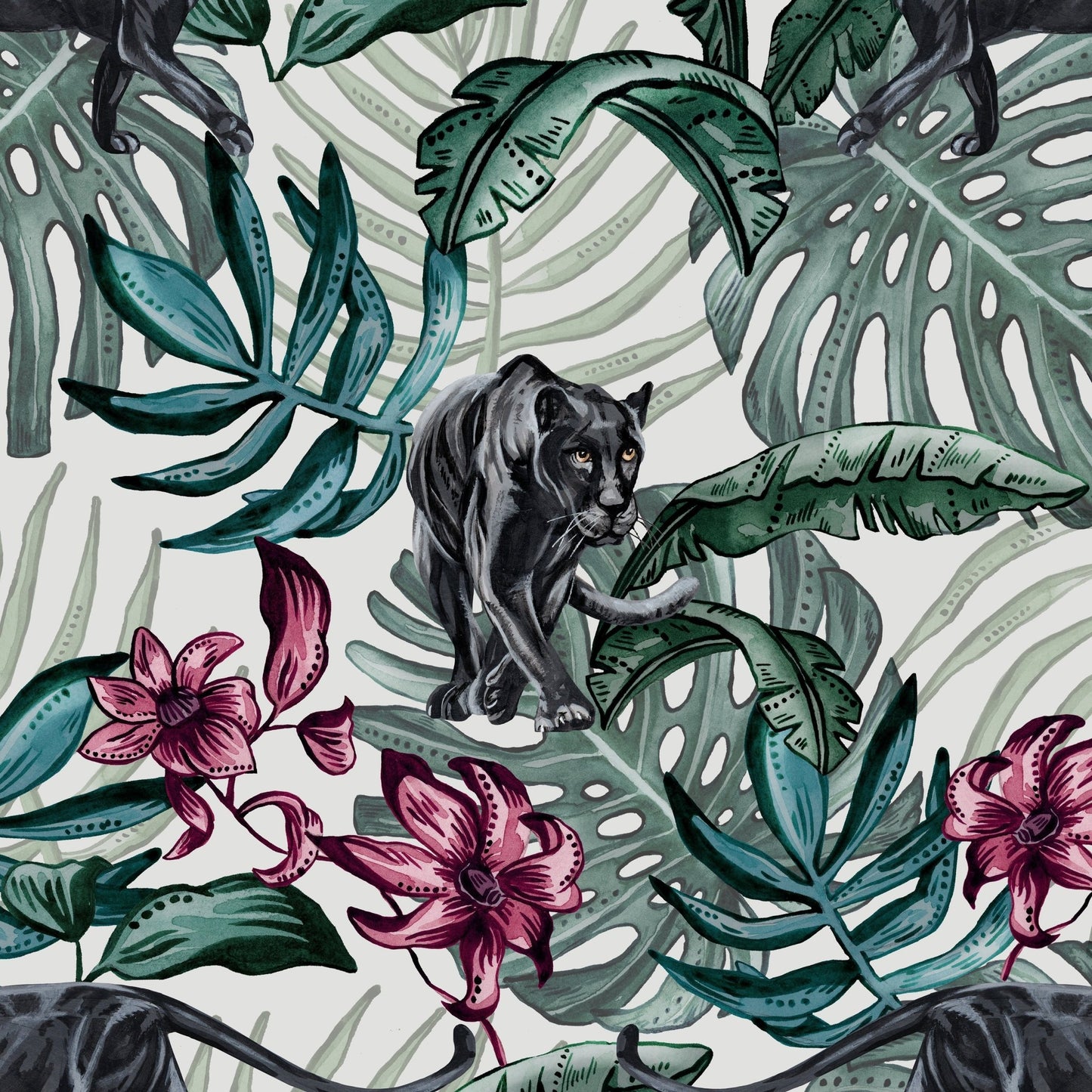 Jungle Panther Wallpaper - Cream - The Graduate Collection - AB1PANCREAM - Premier Wallcovering
