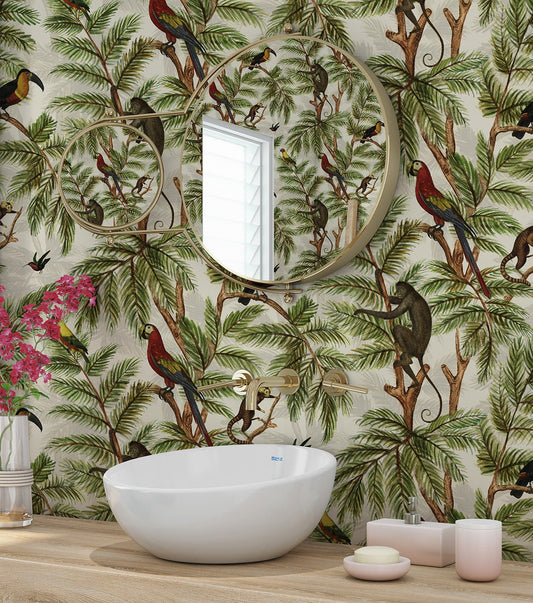 Jungle Print Wallpaper - Green - The Graduate Collection - MR1JPWAL - Premier Wallcovering