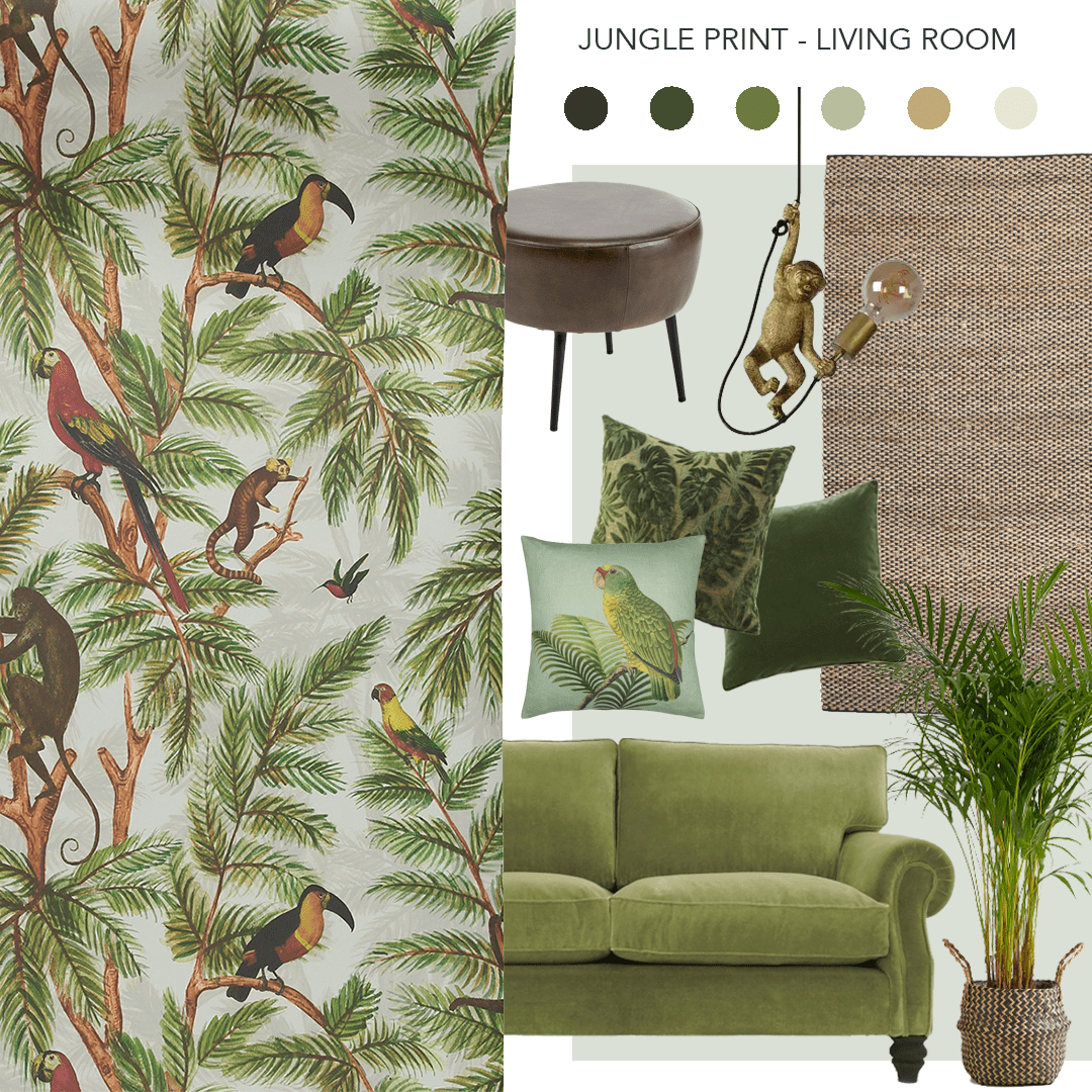 Jungle Print Wallpaper - Green - The Graduate Collection - MR1JPWAL - Premier Wallcovering