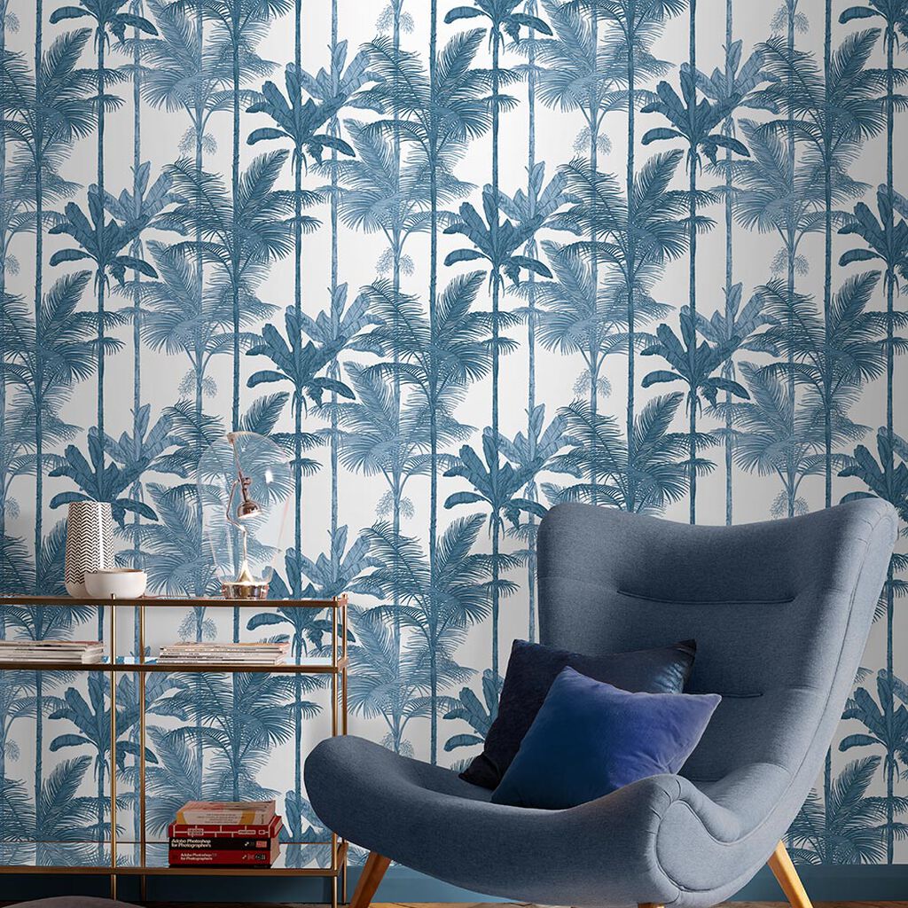 Jungle Wallpaper - Cobalt - Graham & Brown - 105914 - Premier Wallcovering