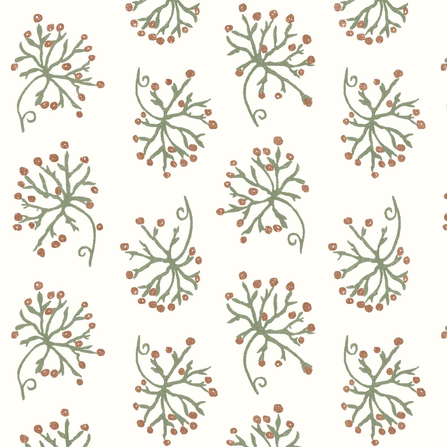 Juniper Wallpaper - Green/Cinnamon - Penny Morrison - JUNIPER-GC - Premier Wallcovering