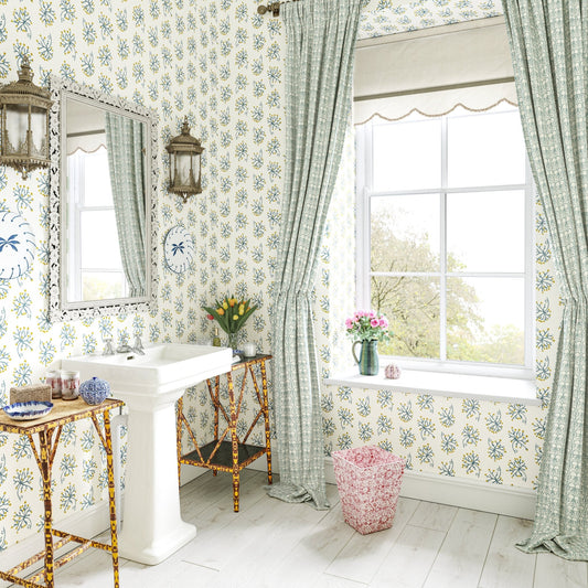 Juniper Wallpaper - Blue/Yellow - Penny Morrison - JUNIPER-BY - Premier Wallcovering