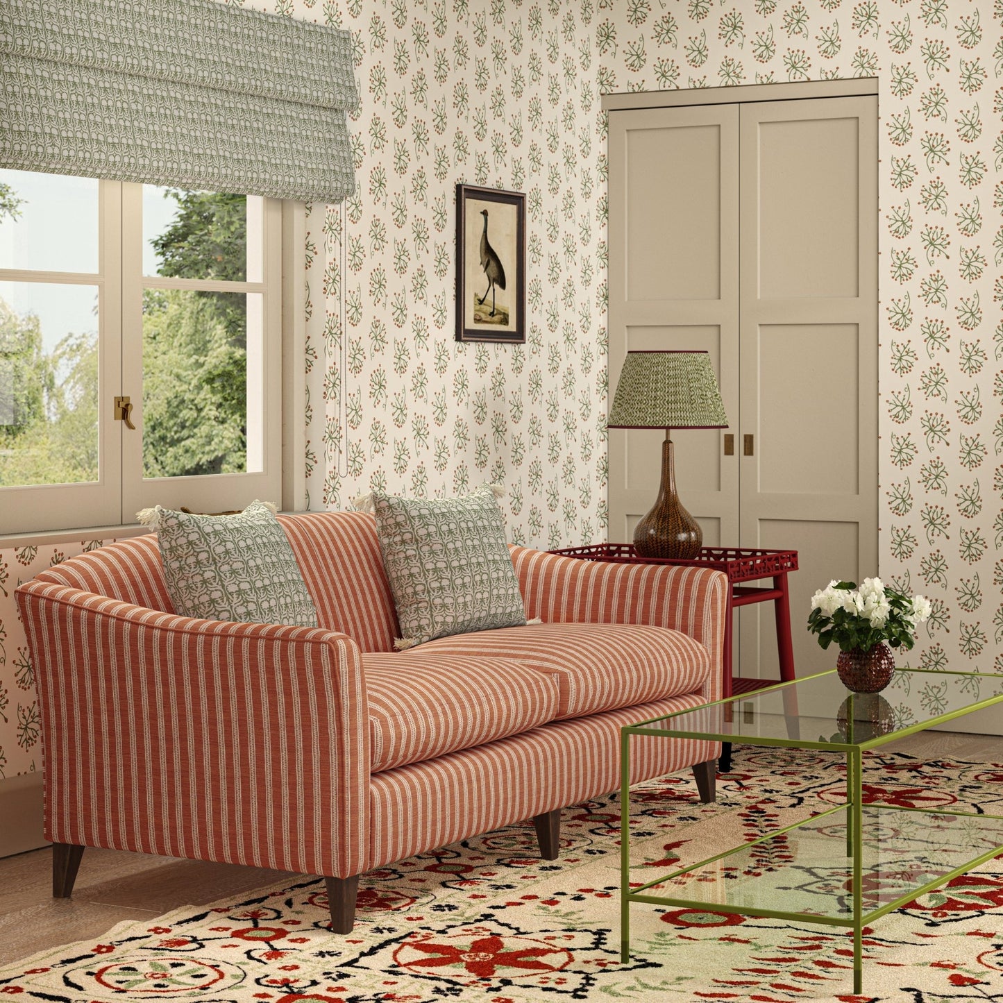 Juniper Wallpaper - Green/Cinnamon - Penny Morrison - JUNIPER-GC - Premier Wallcovering