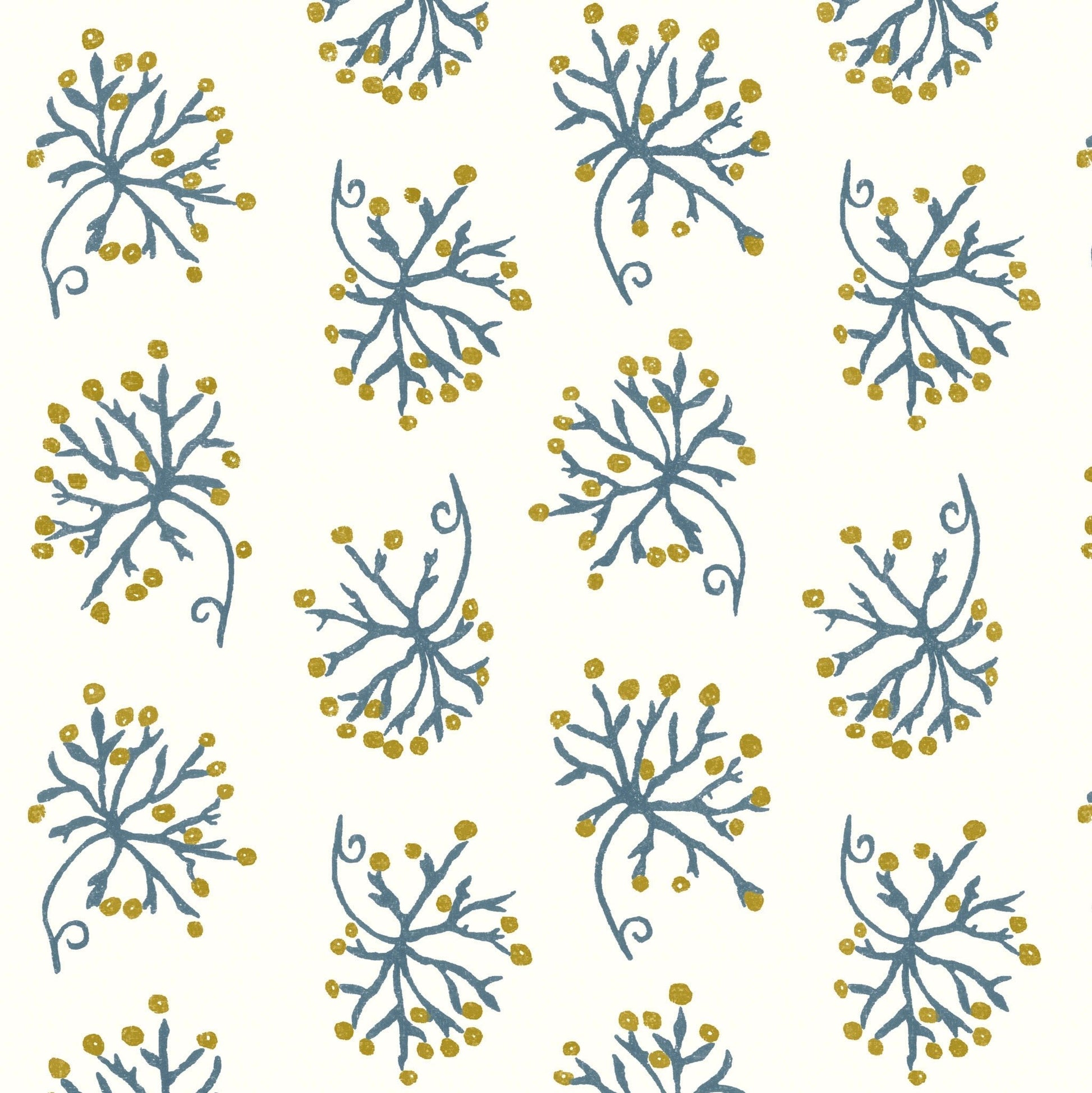Juniper Wallpaper - Blue/Yellow - Penny Morrison - JUNIPER-BY - Premier Wallcovering