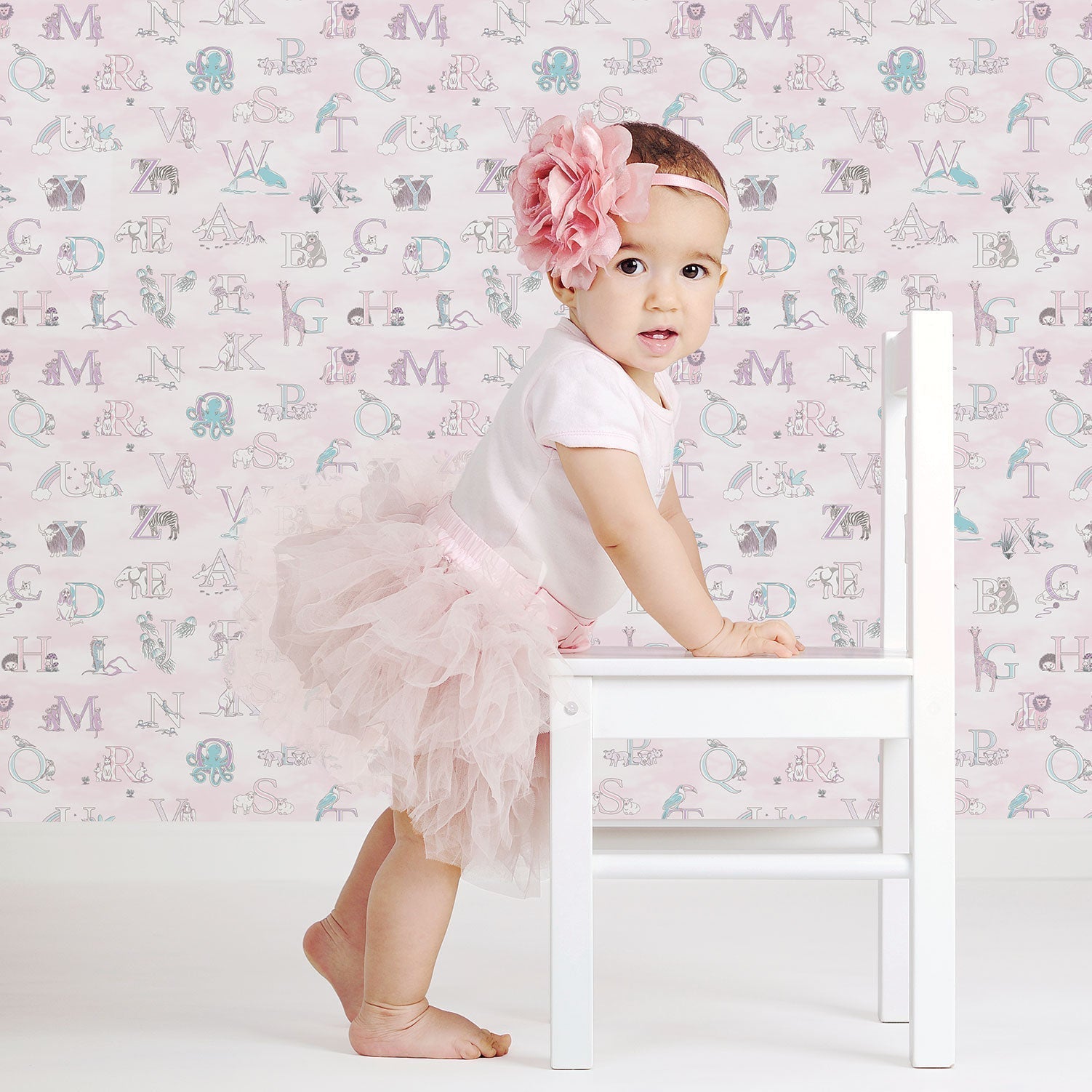 Just 4 Kids 2 Alphabet Wallpaper - Pink - Galerie - G56538 - Premier Wallcovering