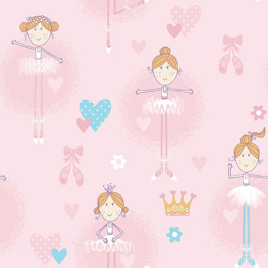 Just 4 Kids 2 Ballerina Wallpaper - Pink - Galerie - G56002 - Premier Wallcovering