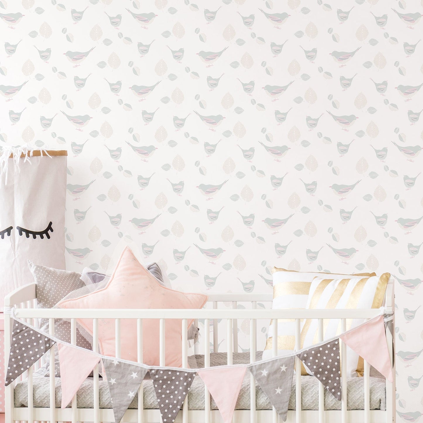 Just 4 Kids 2 Birds Wallpaper - Beige / Grey - Galerie - G56540 - Premier Wallcovering
