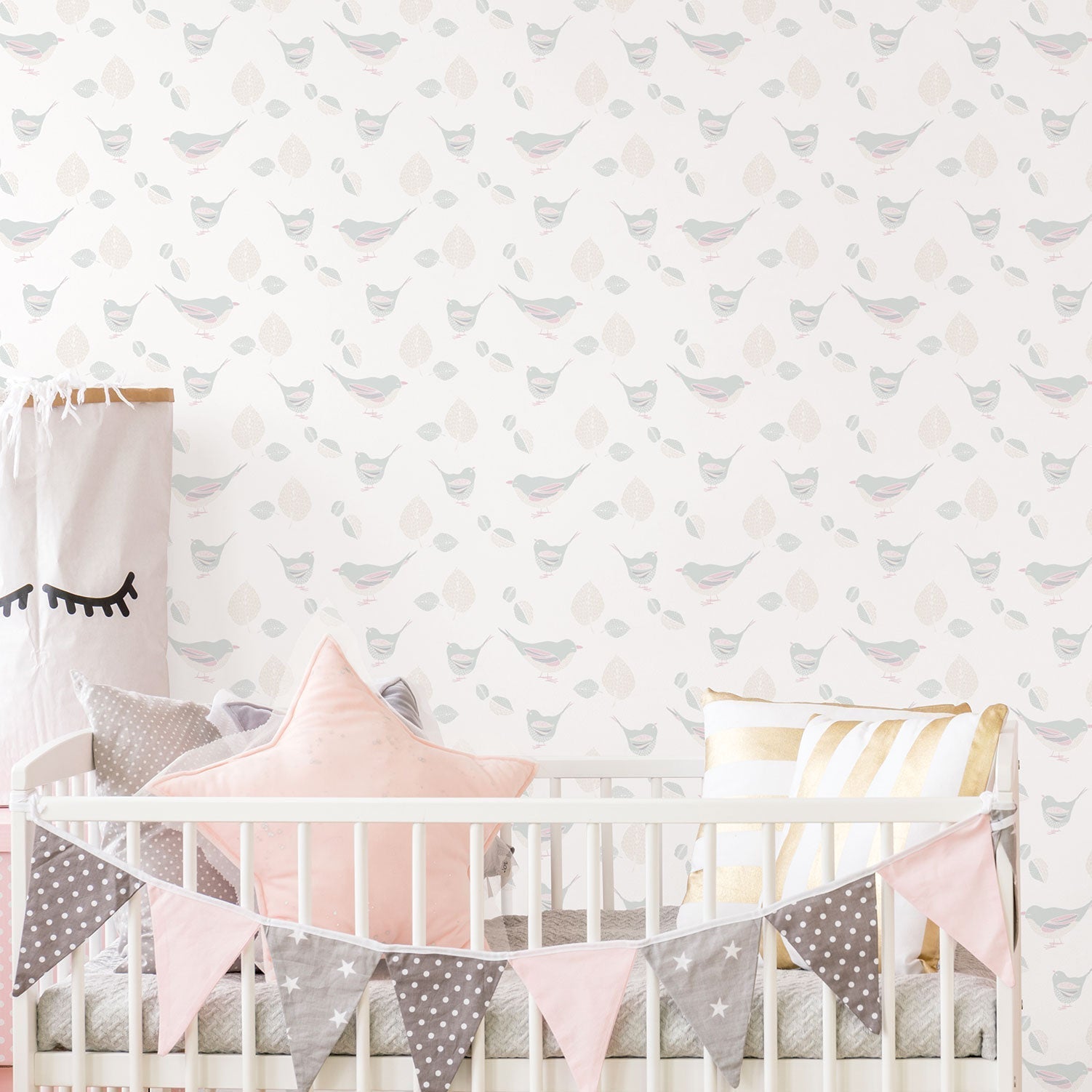 Just 4 Kids 2 Birds Wallpaper - Beige / Grey - Galerie - G56540 - Premier Wallcovering