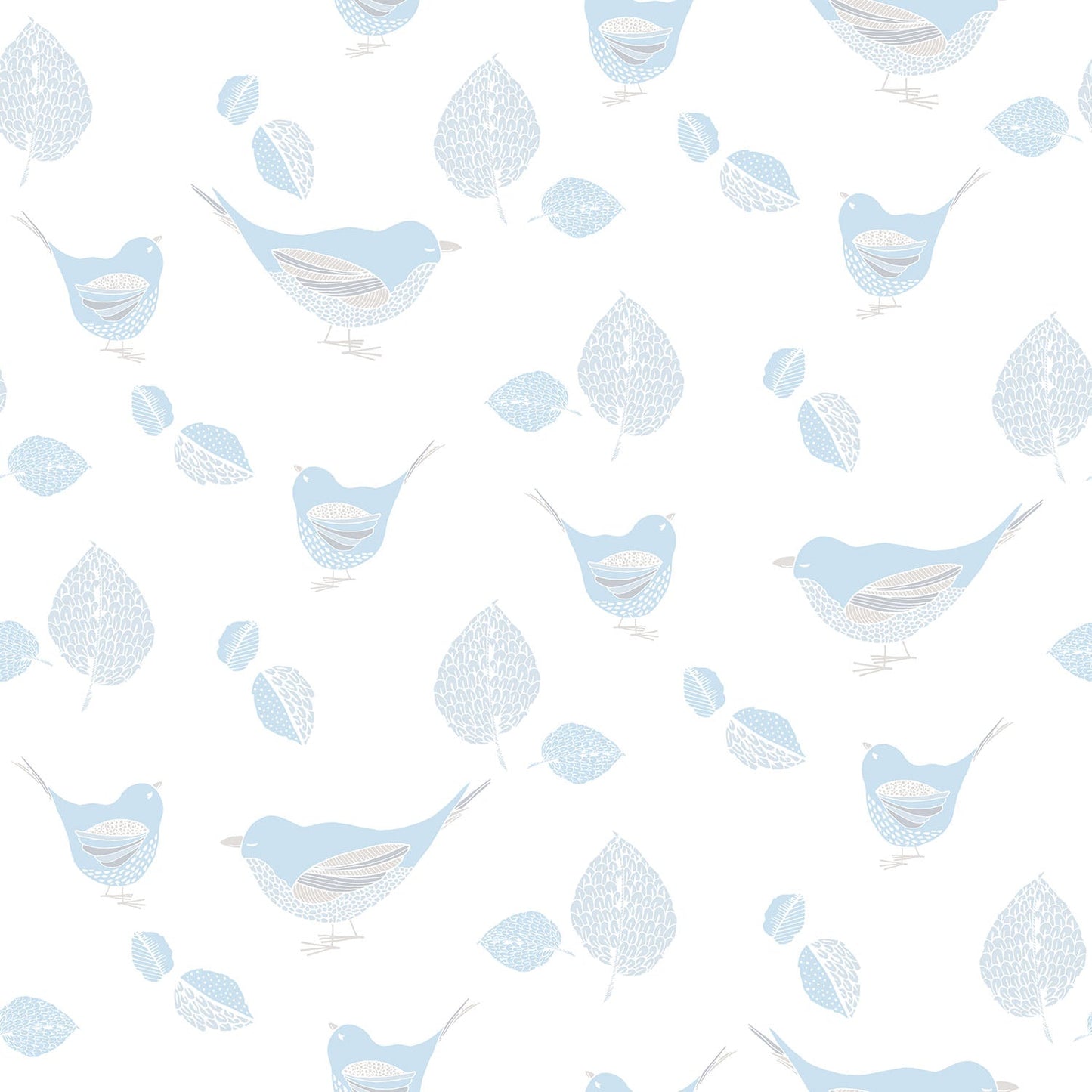 Just 4 Kids 2 Birds Wallpaper - Blue / White - Galerie - G56541 - Premier Wallcovering