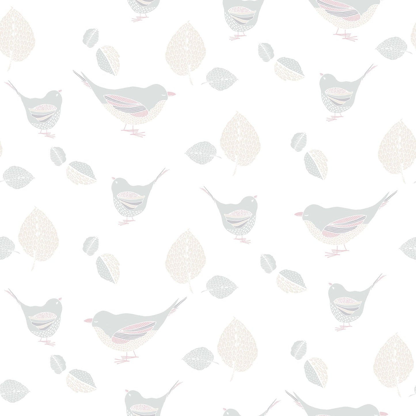 Just 4 Kids 2 Birds Wallpaper - Beige / Grey - Galerie - G56540 - Premier Wallcovering