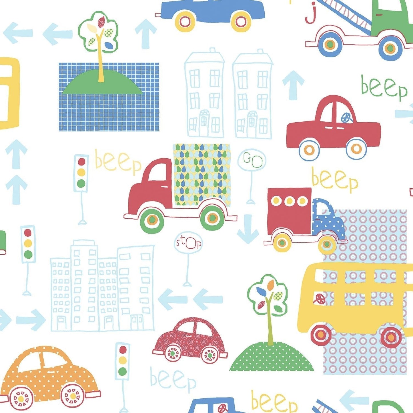 Just 4 Kids 2 City Traffic Wallpaper - Multi - Galerie - G56010 - Premier Wallcovering
