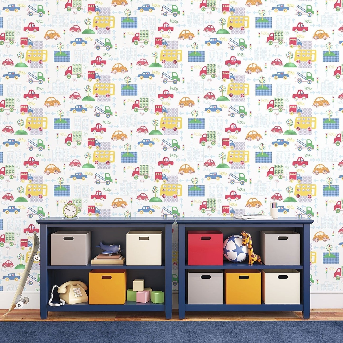 Just 4 Kids 2 City Traffic Wallpaper - Multi - Galerie - G56010 - Premier Wallcovering