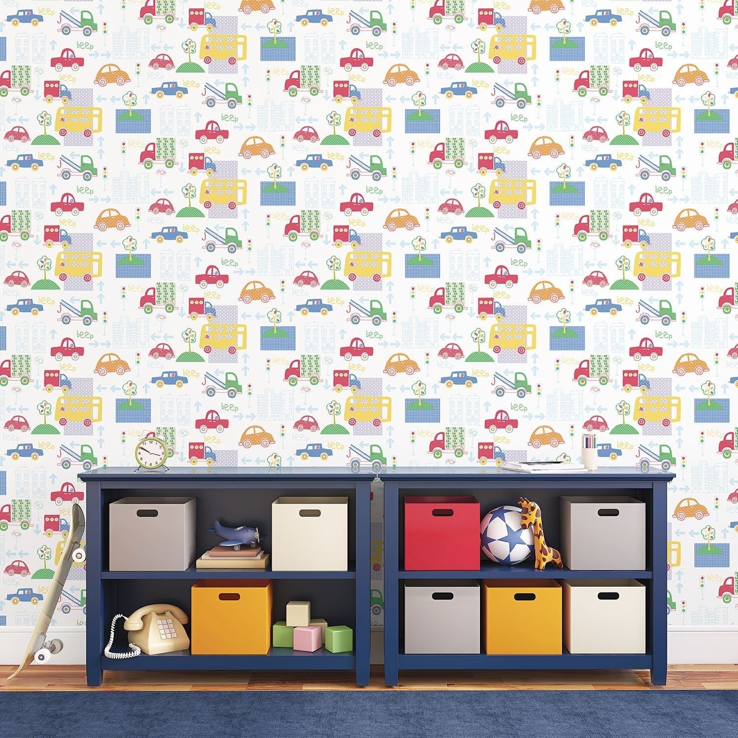 Just 4 Kids 2 City Traffic Wallpaper - Multi - Galerie - G56010 - Premier Wallcovering
