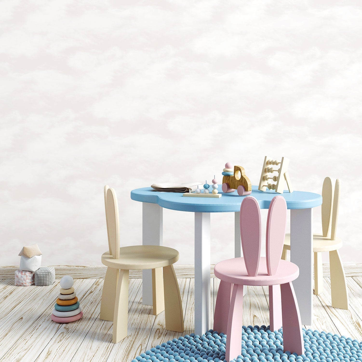 Just 4 Kids 2 Clouds Wallpaper - Beige - Galerie - G56535 - Premier Wallcovering
