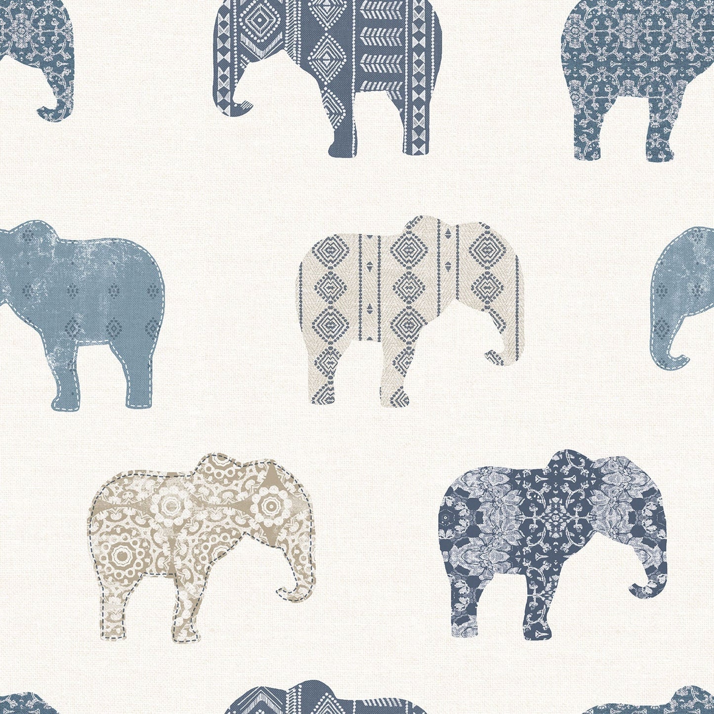 Just 4 Kids 2 Elephants Wallpaper - Blue / Beige - Galerie - G56528 - Premier Wallcovering