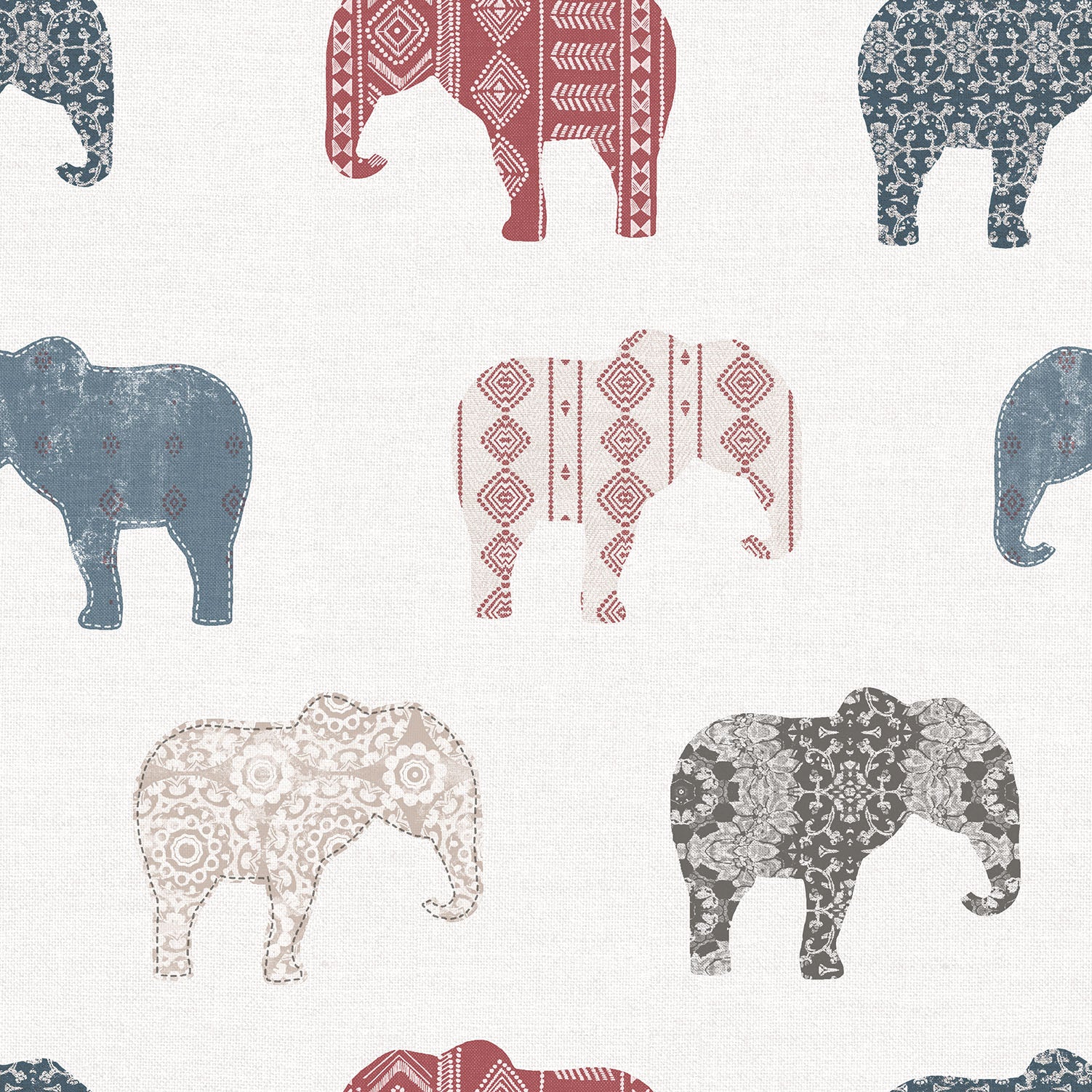 Just 4 Kids 2 Elephants Wallpaper - Red / Beige - Galerie - G56526 - Premier Wallcovering