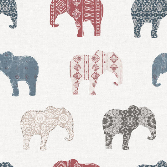 Just 4 Kids 2 Elephants Wallpaper - Red / Beige - Galerie - G56526 - Premier Wallcovering