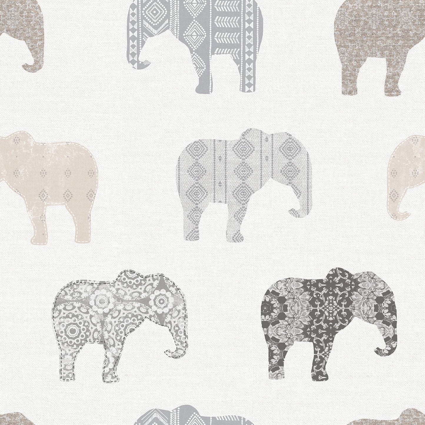 Just 4 Kids 2 Elephants Wallpaper - Grey / Beige - Galerie - G56527 - Premier Wallcovering