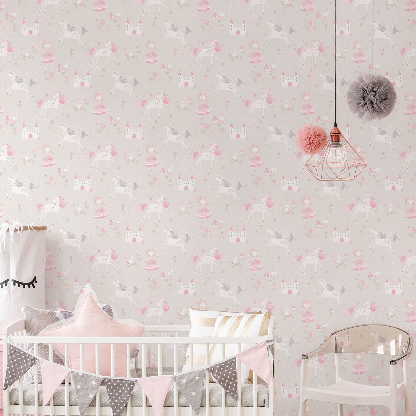 Just 4 Kids 2 Fairytale Wallpaper - Grey / Coral - Galerie - G56525 - Premier Wallcovering