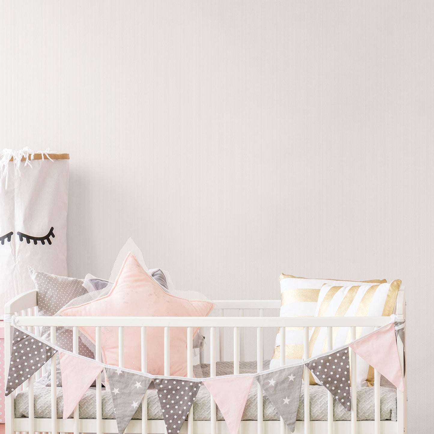 Just 4 Kids 2 Fine Stripe Wallpaper - Beige / White - Galerie - G56513 - Premier Wallcovering