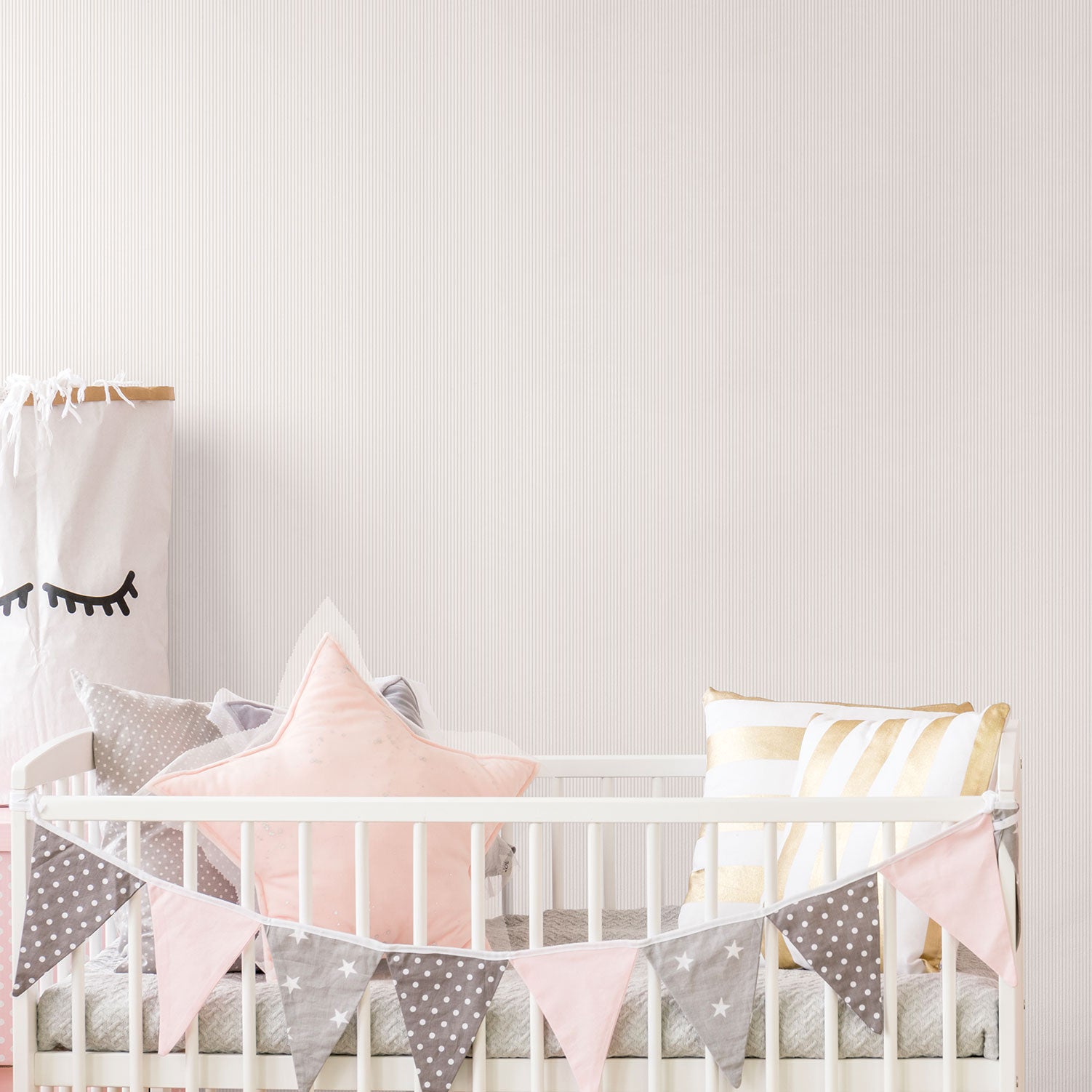 Just 4 Kids 2 Fine Stripe Wallpaper - Beige / White - Galerie - G56513 - Premier Wallcovering