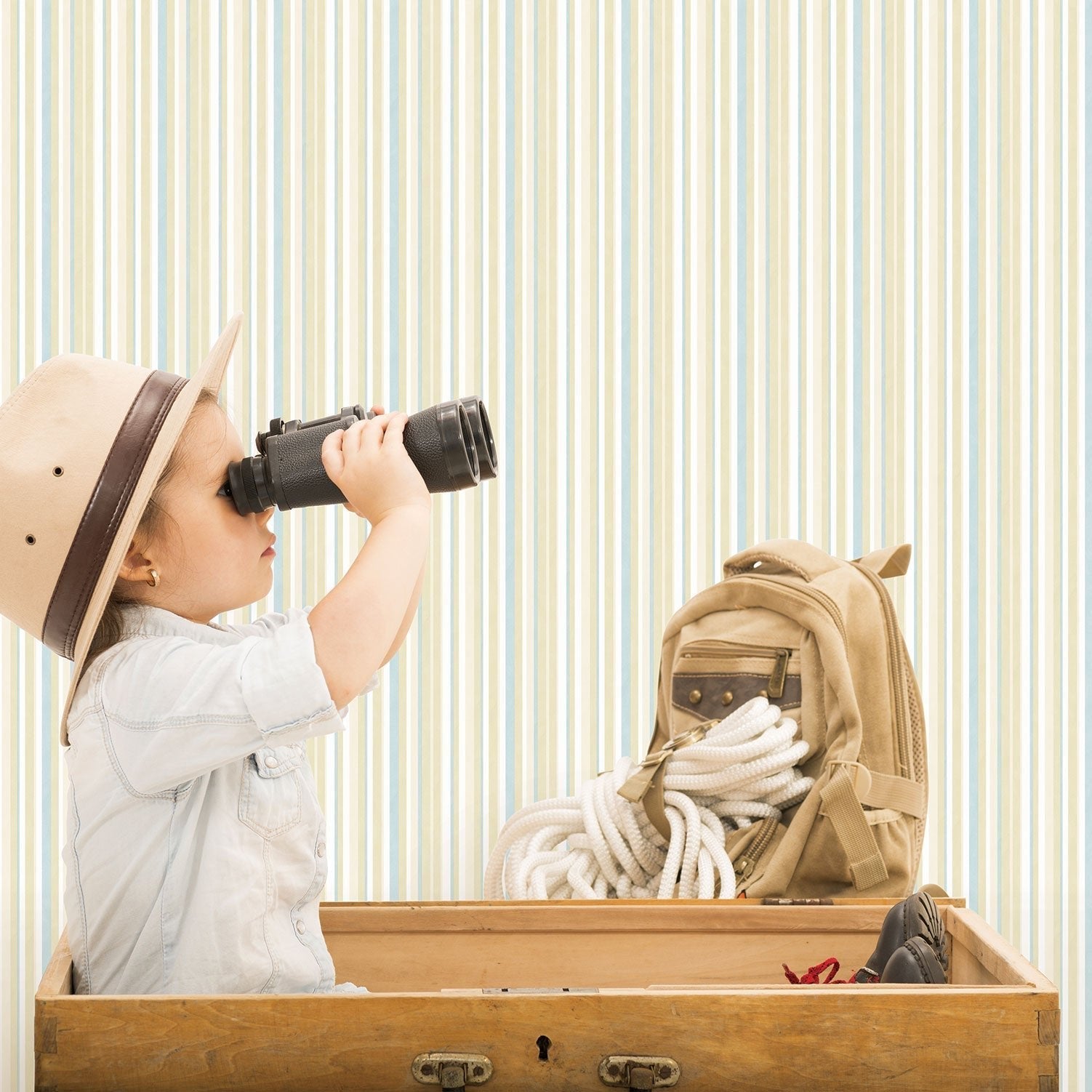 Just 4 Kids 2 Multi Stripe Wallpaper - Cream / Blue - Galerie - G56500 - Premier Wallcovering