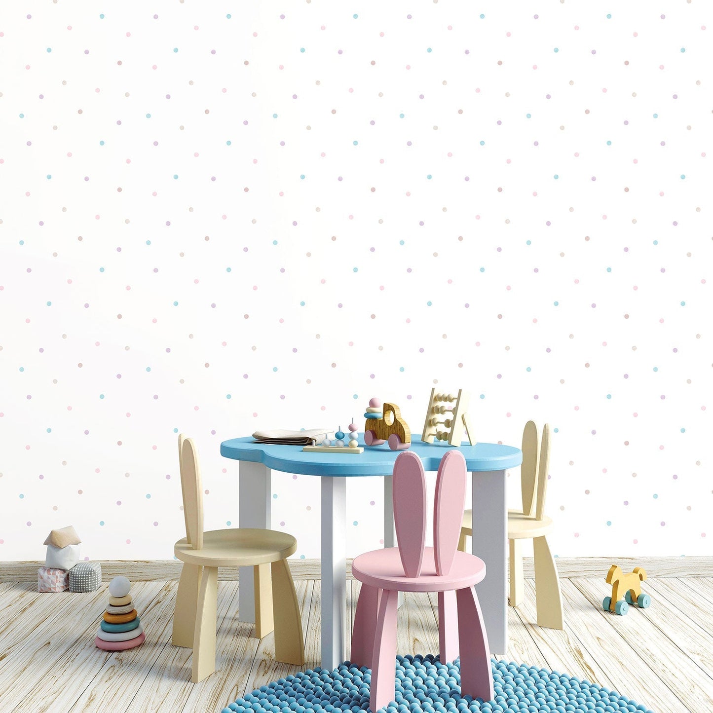 Just 4 Kids 2 Spots Wallpaper - Lilac / White - Galerie - G56522 - Premier Wallcovering