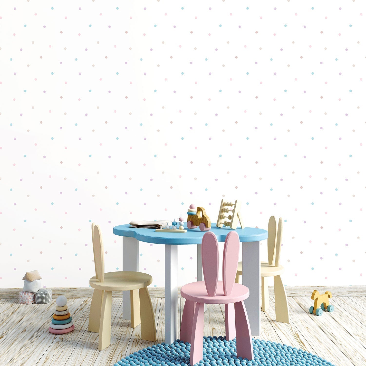 Just 4 Kids 2 Spots Wallpaper - Lilac / White - Galerie - G56522 - Premier Wallcovering