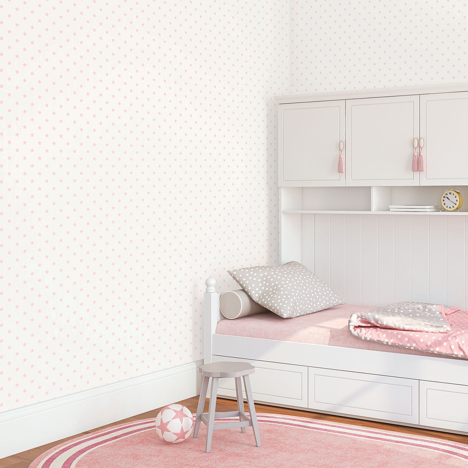 Just 4 Kids 2 Stars Wallpaper - Pink / White - Galerie - G56552 - Premier Wallcovering