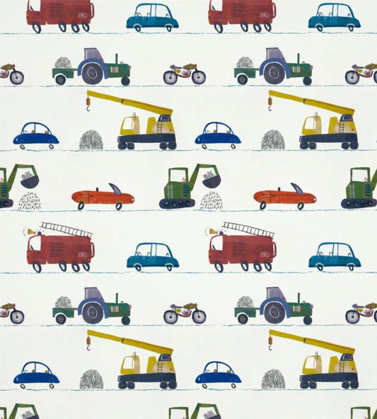 Just Keep Trucking Wallpaper - Tomato/Marine/Gecko - HLTF112643 - Harlequin - Premier Wallcovering
