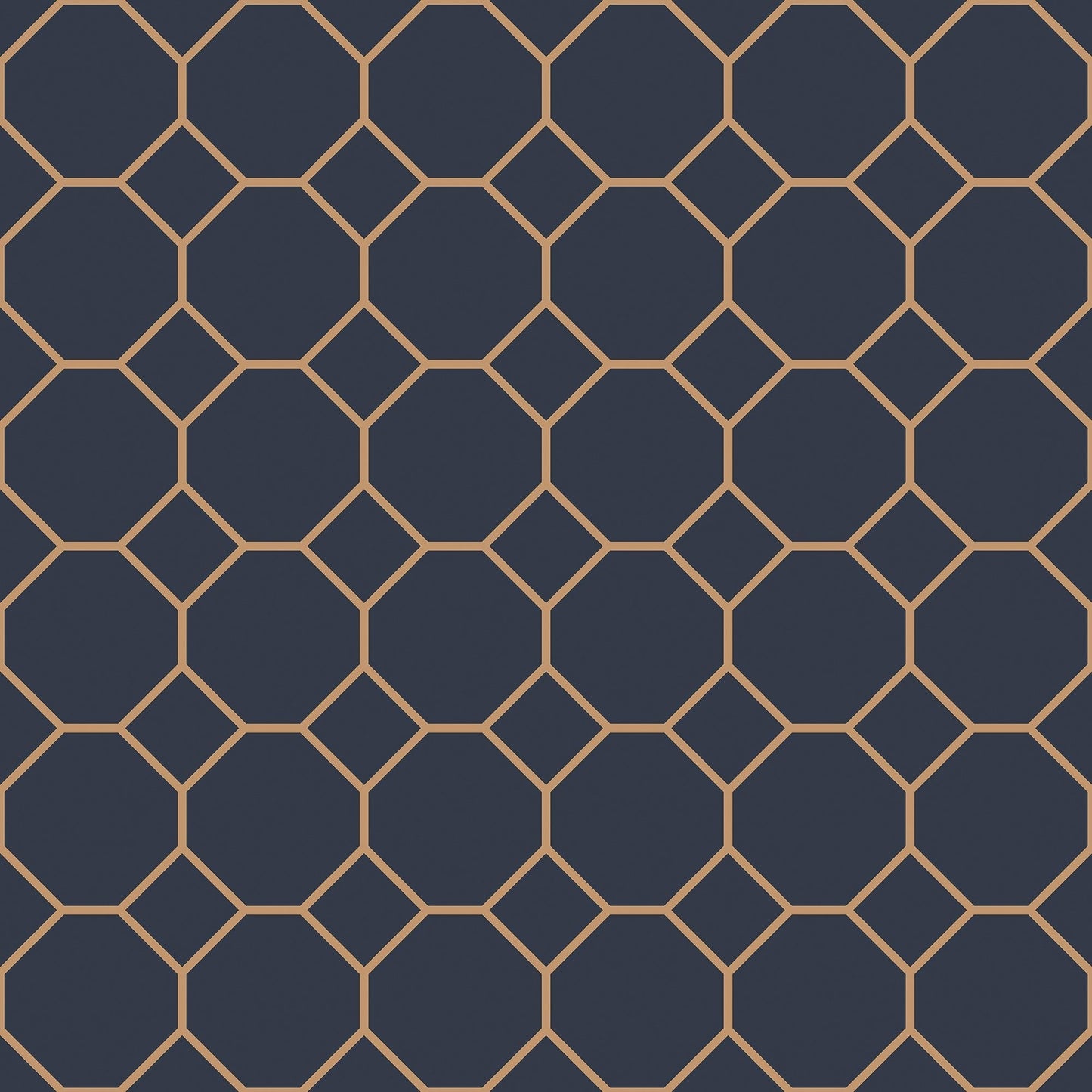 Just Kitchens Bee Hive Wallpaper - Navy / Gold - Galerie - G45403 - Premier Wallcovering
