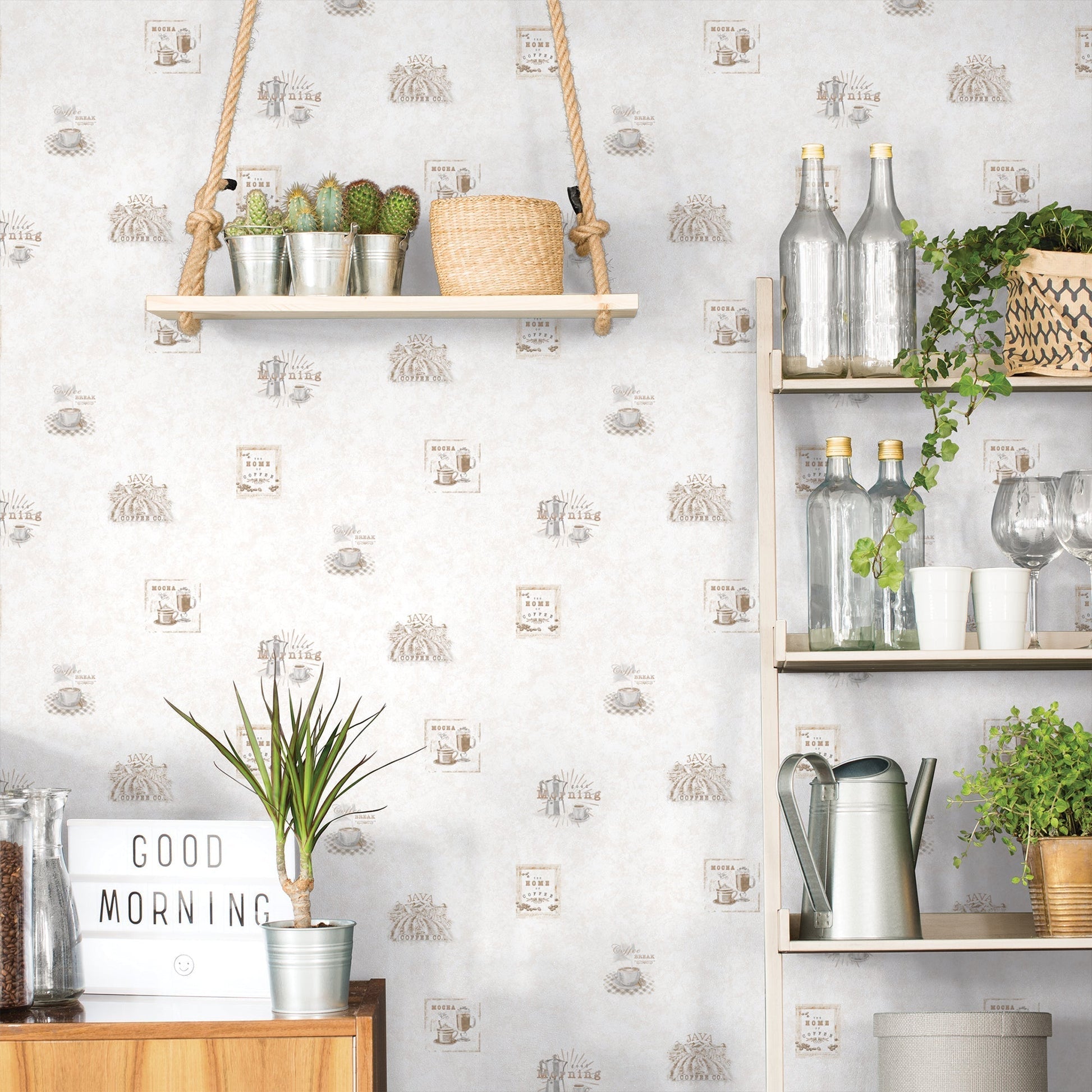 Just Kitchens Coffee Wallpaper - Beige - Galerie - G45414 - Premier Wallcovering