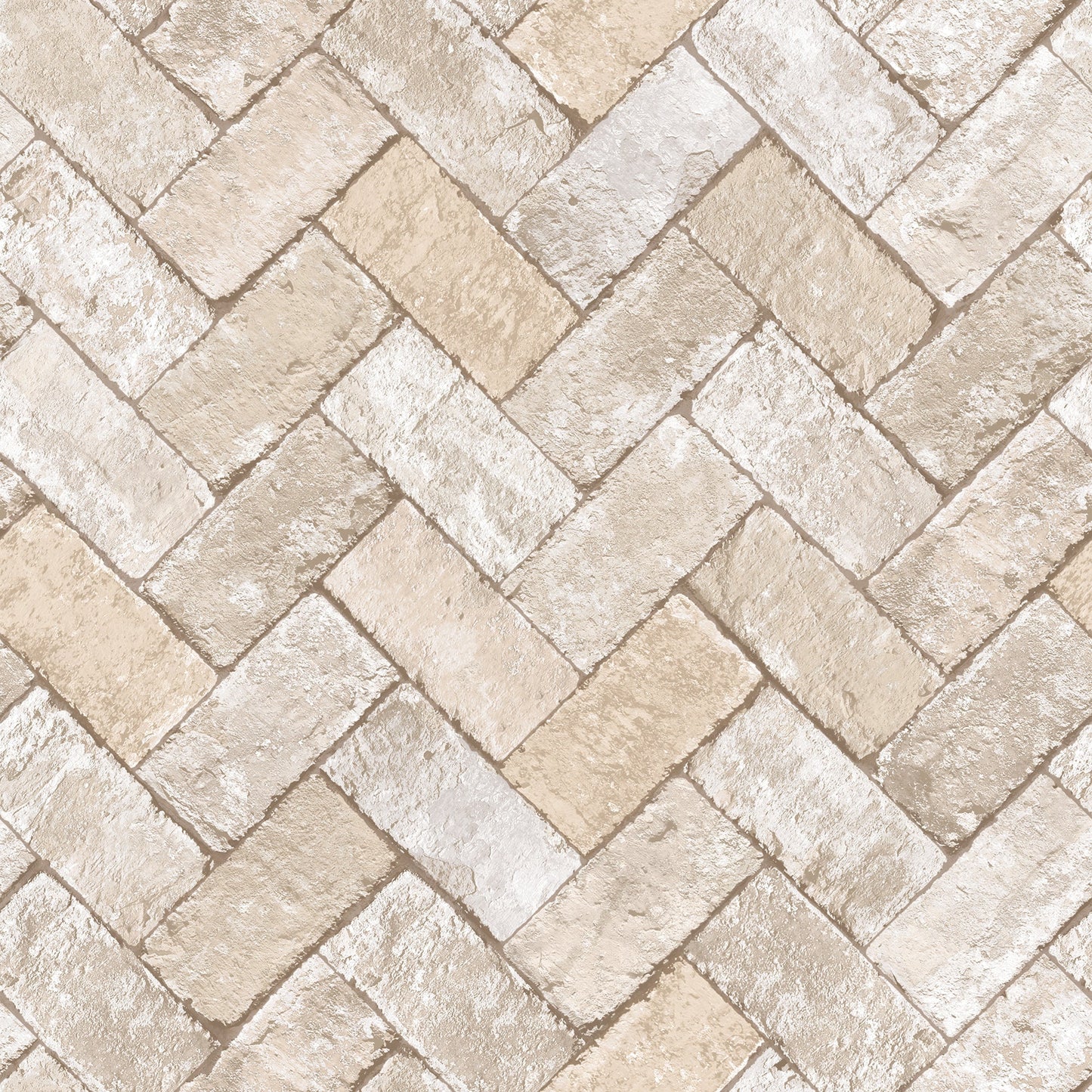 Just Kitchens Herringbone Brick Wallpaper - Beige / Grey - Galerie - G45429 - Premier Wallcovering