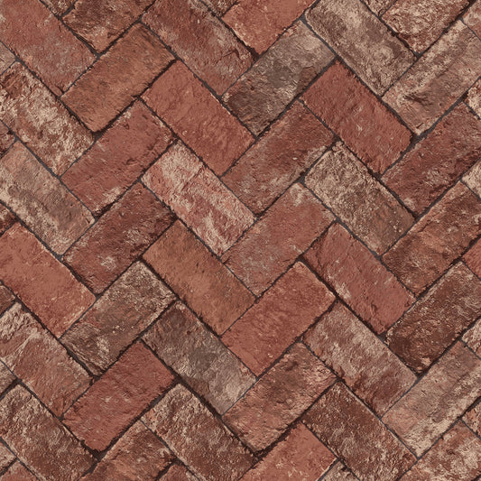 Just Kitchens Herringbone Brick Wallpaper - Red - Galerie - G45424 - Premier Wallcovering
