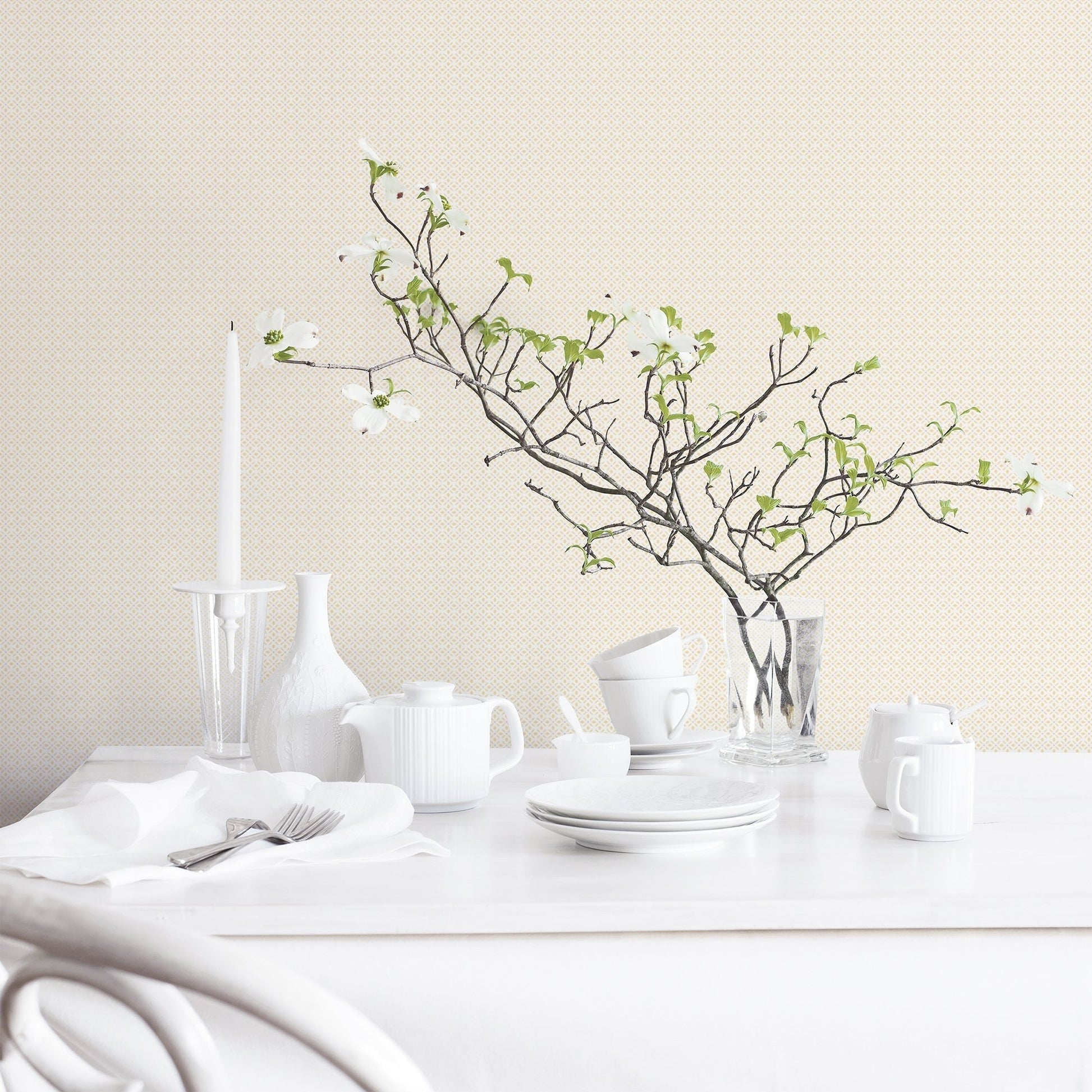 Just Kitchens Leaf Dot Spot Wallpaper - Beige - Galerie - G45435 - Premier Wallcovering