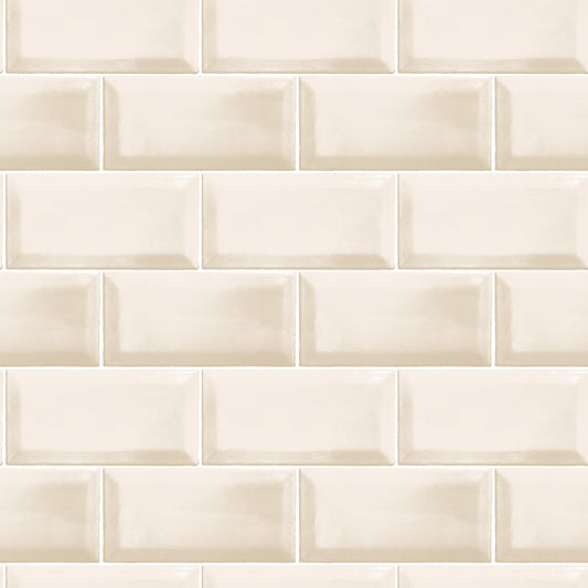 Just Kitchens Metro Tile Wallpaper - Beige - Galerie - G45444 - Premier Wallcovering