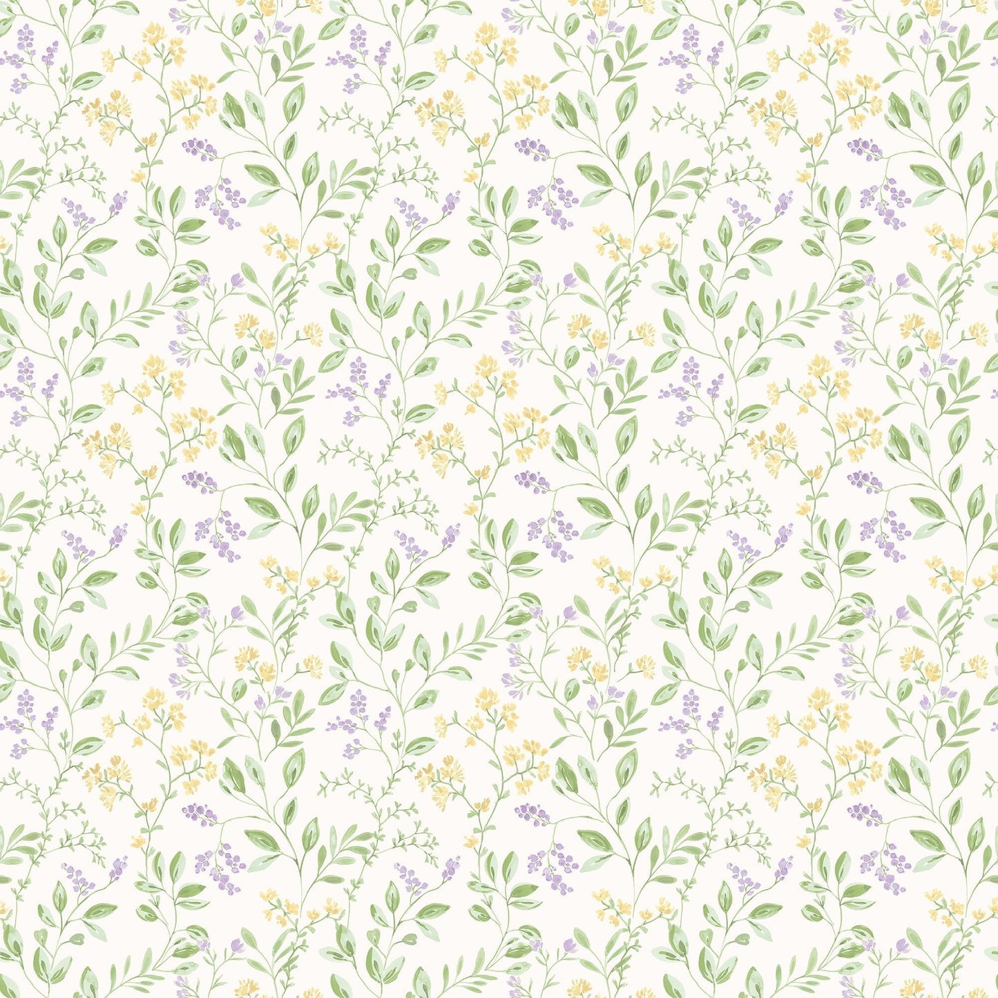 Just Kitchens Spring Leaf Trail Wallpaper - Lilac / Yellow / Green - Galerie - G45456 - Premier Wallcovering