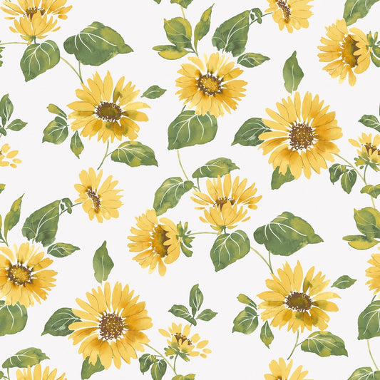 Just Kitchens Sunflower Trail Wallpaper - Yellow / Green / White - Galerie - G45458 - Premier Wallcovering