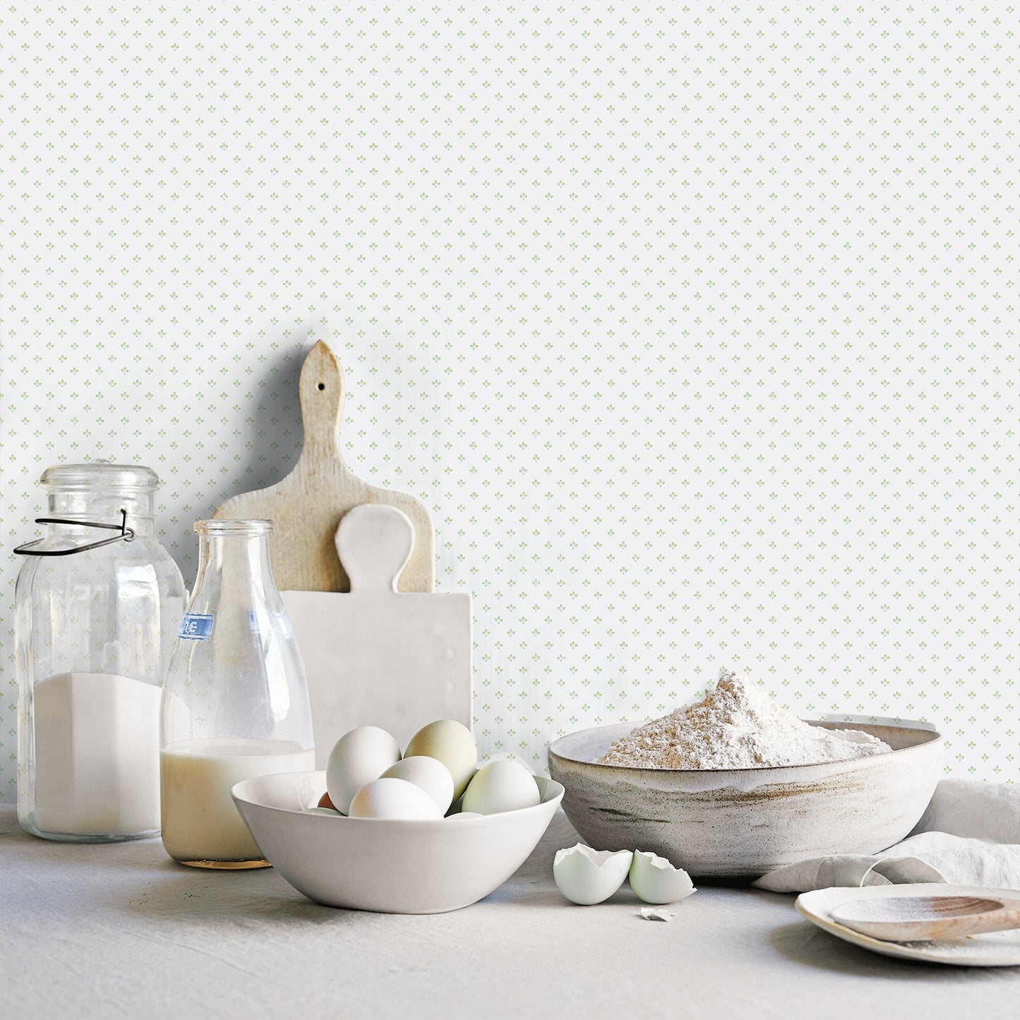 Just Kitchens Tri Leaf Wallpaper - Green / Blue - Galerie - G45463 - Premier Wallcovering