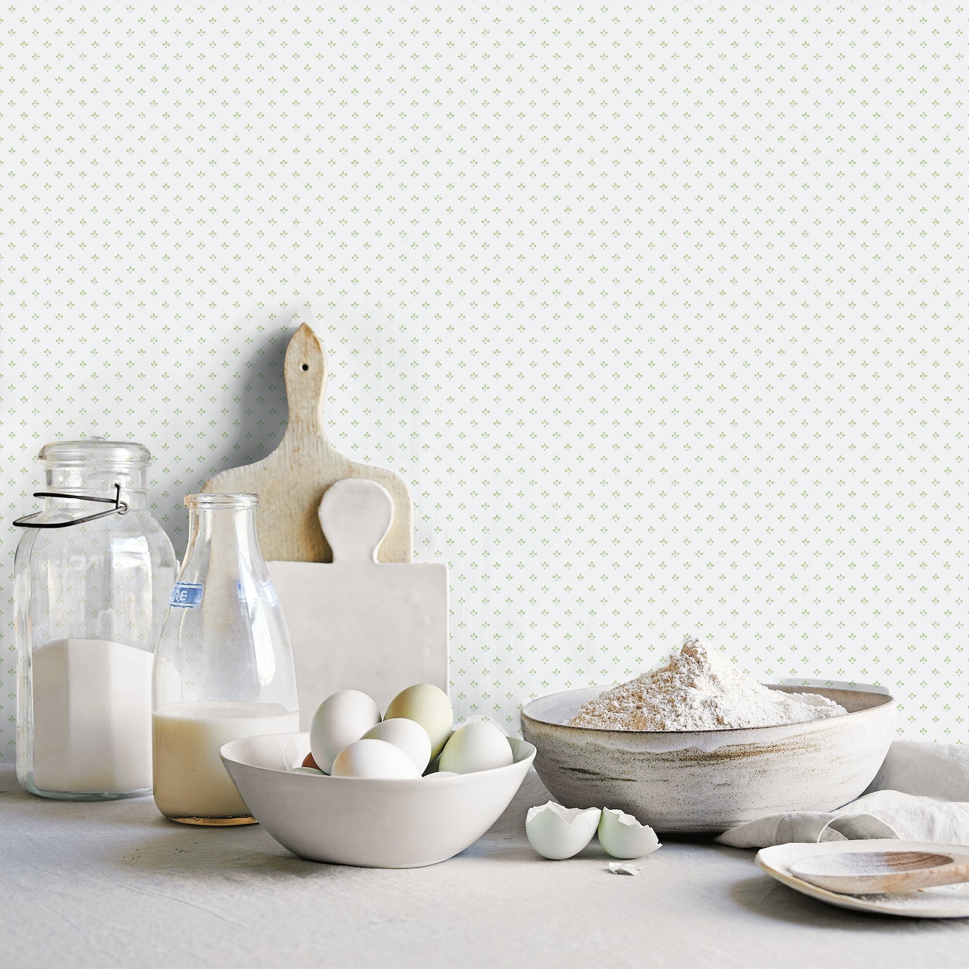 Just Kitchens Tri Leaf Wallpaper - Green / Blue - Galerie - G45463 - Premier Wallcovering