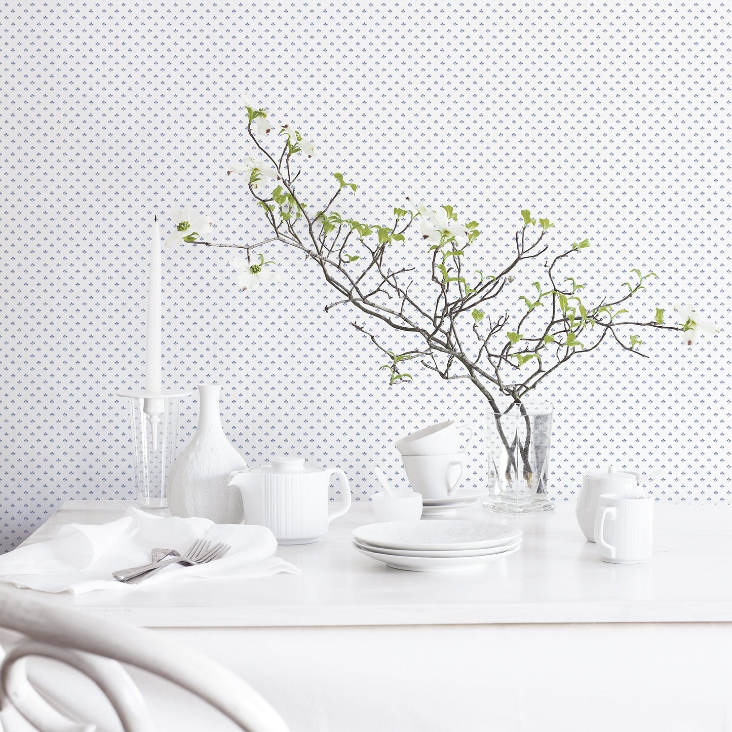 Just Kitchens Tri Leaf Wallpaper - Navy Blue - Galerie - G45462 - Premier Wallcovering