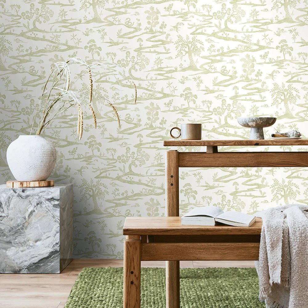 Kaiwa Wallpaper - Green Tea - Ohpopsi - HAN50106W - Premier Wallcovering