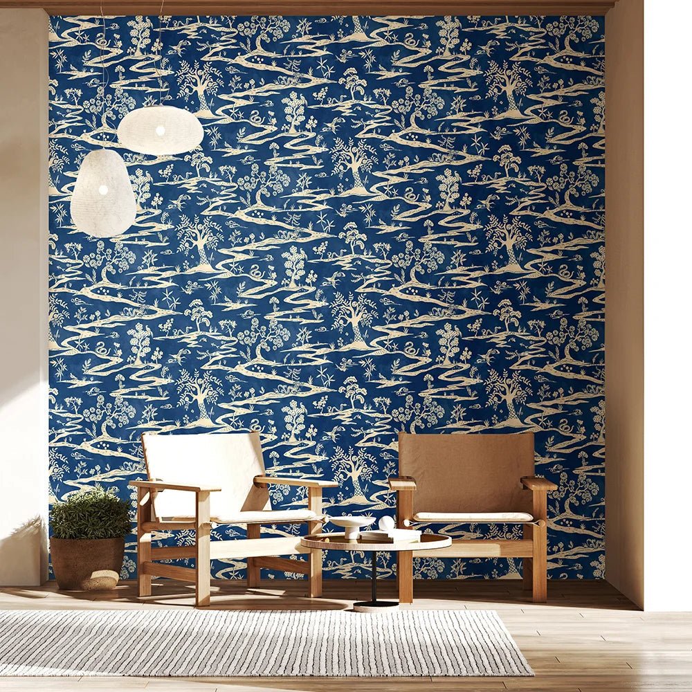 Kaiwa Wallpaper - Cobalt - Ohpopsi - HAN50110W - Premier Wallcovering
