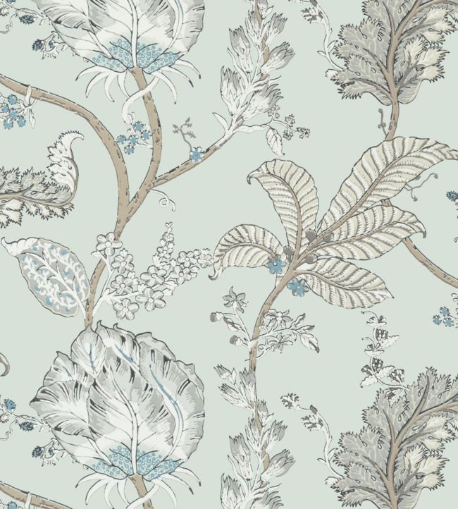 Kalamkari Vine Wallpaper - Robin's Egg - AT78737 - Anna French - Premier Wallcovering