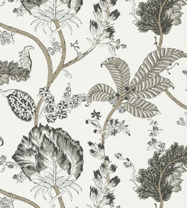 Kalamkari Vine Wallpaper - Black and White - AT78739 - Anna French - Premier Wallcovering