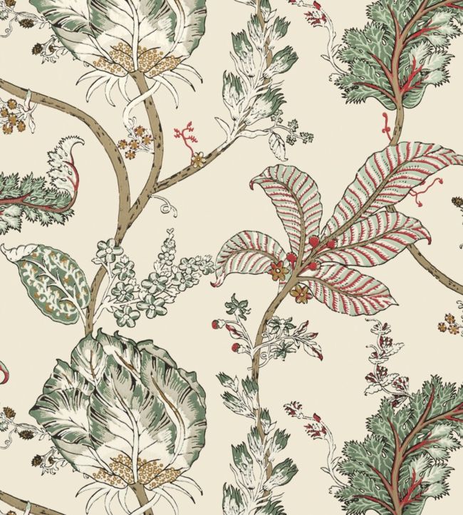 Kalamkari Vine Wallpaper - Red and Gold - AT78741 - Anna French - Premier Wallcovering