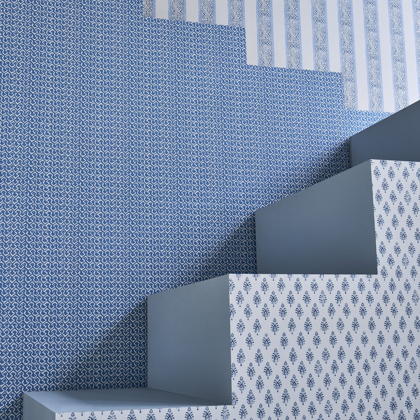 Kalamkari Wallpaper - Cobalt - Clarke & Clarke - W0237/02 - Premier Wallcovering